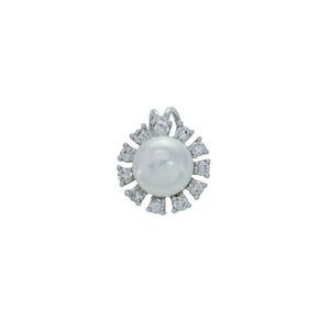 Vintage Thailand Nf Sterling Silver 925 Pearl Cubic Zirconia Pendant